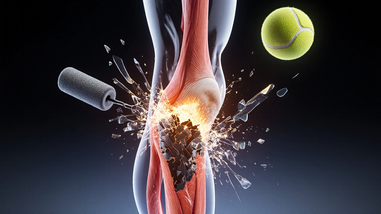 Průhledná noha s odstraňováním adhezí a prouděním lymfy.