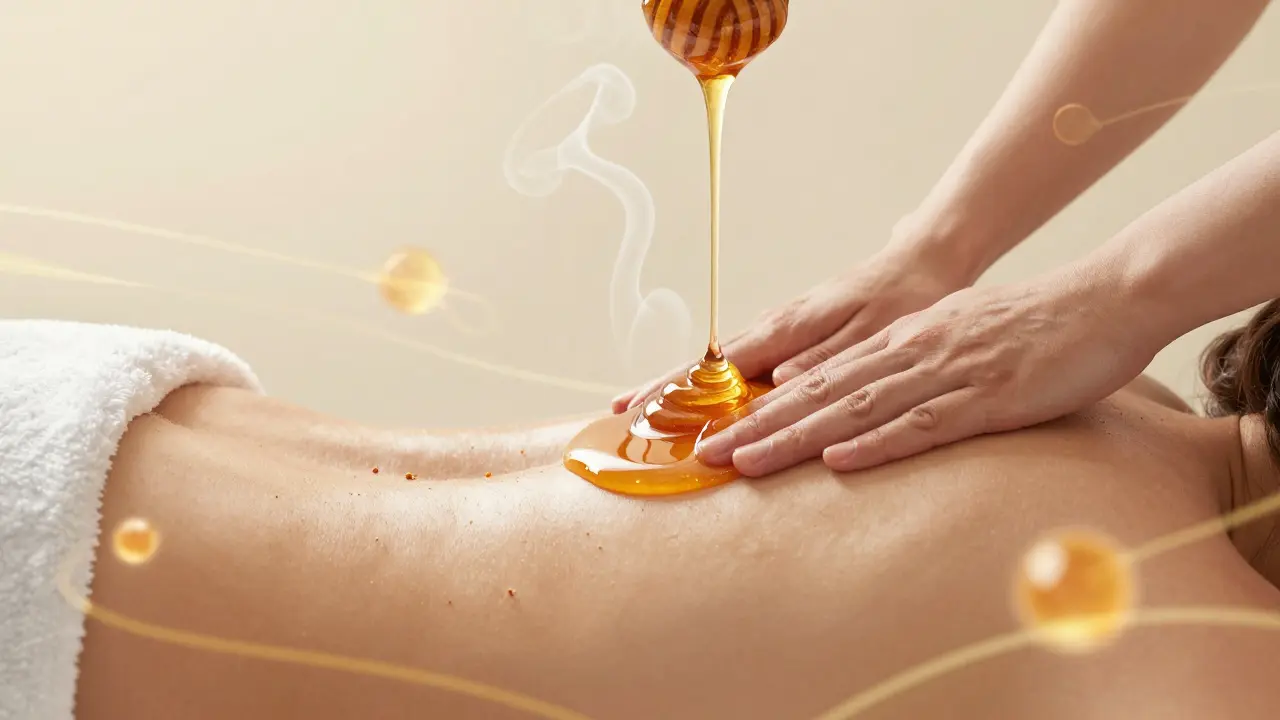 Zlatý med vytahuje mrtvé buňky a nečistoty z kůže v jemných vláknách.