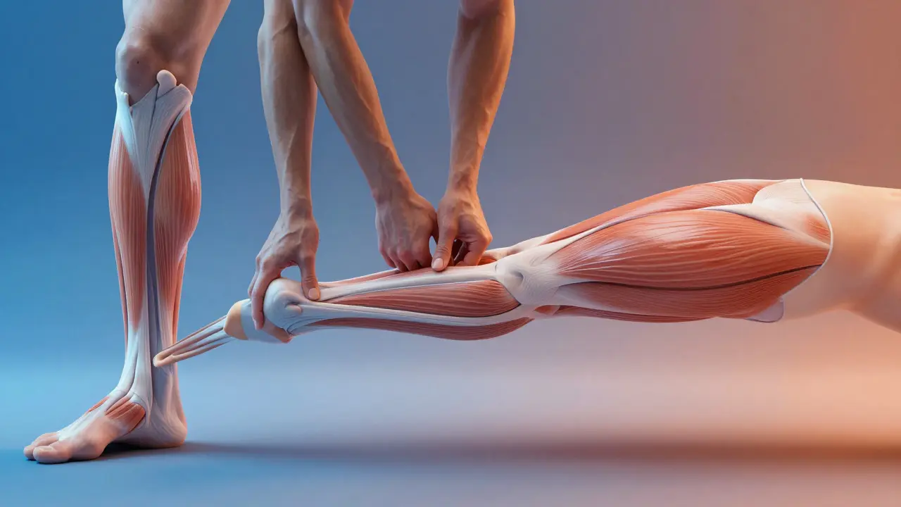 Převrat z tuhé, jizvené tkáně do pružné svalové struktury při obnově.