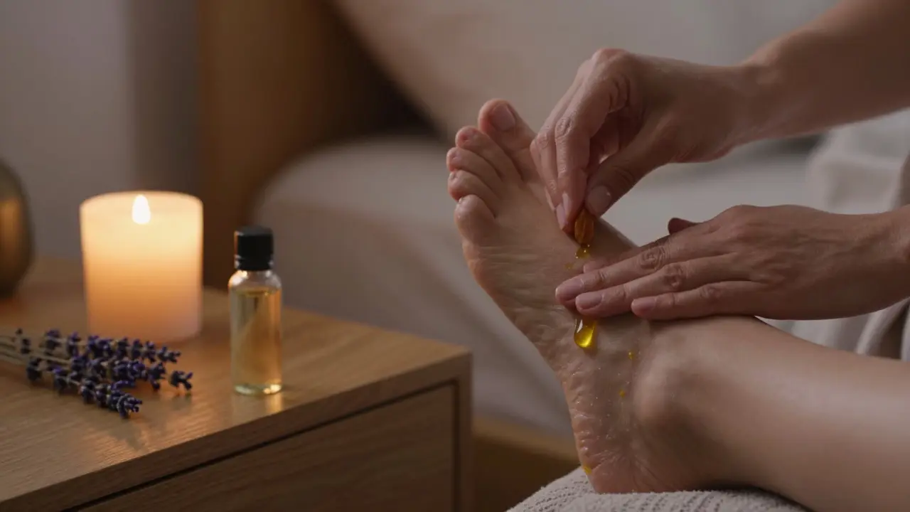 Domácí rituál s levandulovým olejem pro uvolnění a lepší spánek.