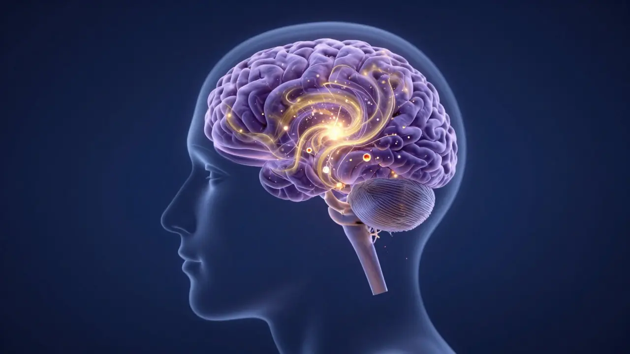 Konceptuální zobrazení vlivu vůní na limbický systém v lidském mozku.