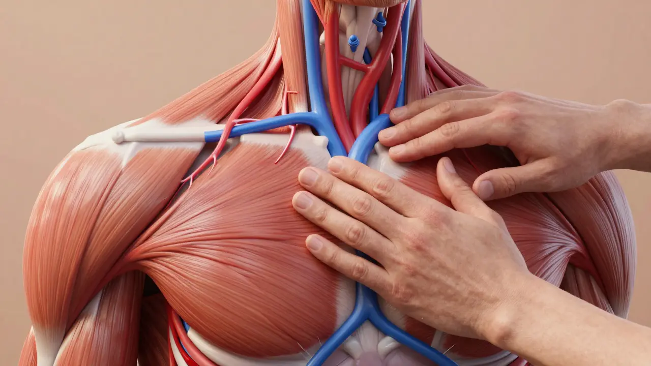 Medicinská vizualizace uvolnění svalů a zlepšení průtoku krve k srdci