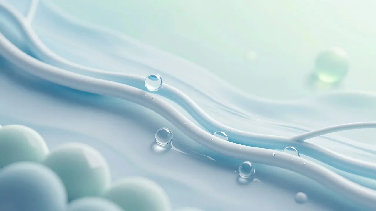 Abstraktní vizualizace toku lymfy a hydratace těla